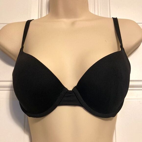 VICTORIAS SECRET PINK VS Where Everywhere Super Push Up Black Bra 34C - Picture 2 of 14